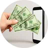 Become a Provider Image of money being added to a mobile phone
